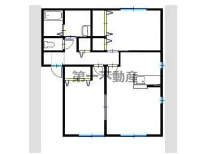 サンビレッジ瑞景D棟(2LDK/1階)の間取り写真