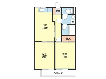 カーサ寿(2DK/2階)の間取り写真