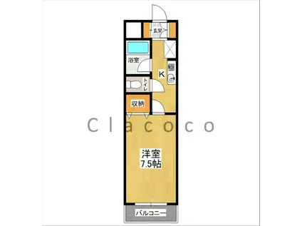 マロニエハイツ(1K/3階)の間取り写真