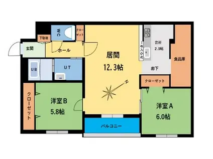 LUCIA(2LDK/3階)の間取り写真