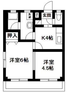ベアート(2K/2階)の間取り写真