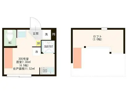 ハーモニーテラス江原町III(ワンルーム/1階)の間取り写真