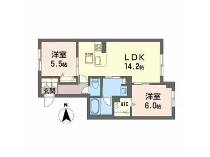 ラ・パルテール旭川 11番館(2LDK/1階)の間取り写真