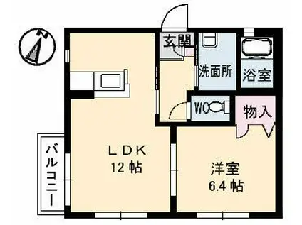 ハイマート(1LDK/2階)の間取り写真