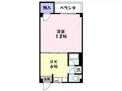 ラフェスタ東福原(1DK/2階)の間取り写真