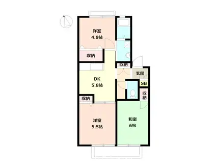 ドミール・ドュウ(3DK/2階)の間取り写真