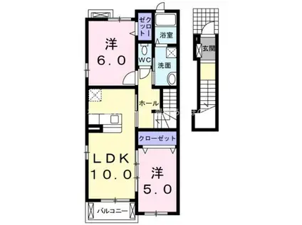 スターリースカイ(2LDK/2階)の間取り写真