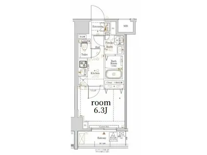 KNOTS大山 ノッツ大山(1K/8階)の間取り写真