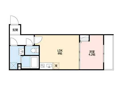 CRECIA五香南(1LDK/1階)の間取り写真