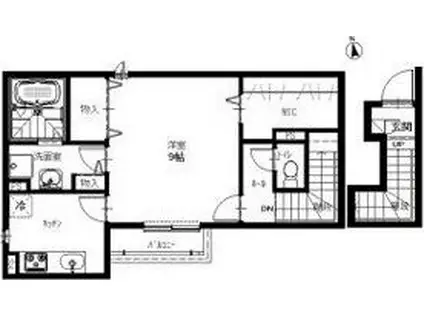 リーブルパピリオン浜富(1K/1階)の間取り写真