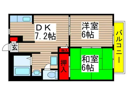 ジョリエ勝田台(2DK/2階)の間取り写真