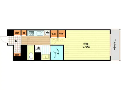 ザ・パークハビオ都島フロント(1K/2階)の間取り写真