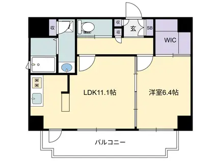パラッツォロッサ(1LDK/10階)の間取り写真