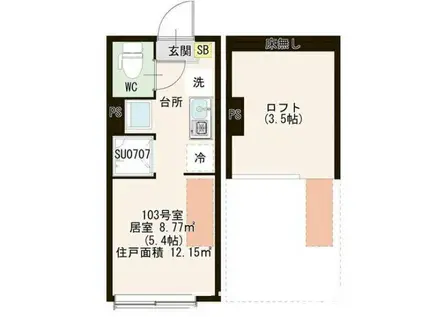 HN富士見台III(ワンルーム/1階)の間取り写真