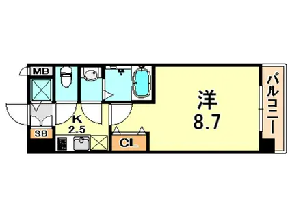エスライズ新神戸Ⅱ(1K/2階)の間取り写真