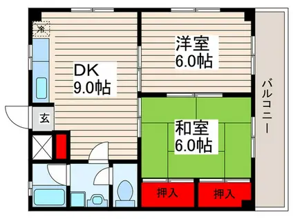 レインボーヒルズ(2DK/1階)の間取り写真