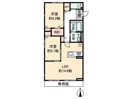HEIM MAISON 庄内通駅東 C棟(2LDK/1階)の間取り写真
