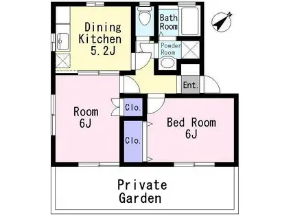 コートプリムローズ(2DK/1階)の間取り写真