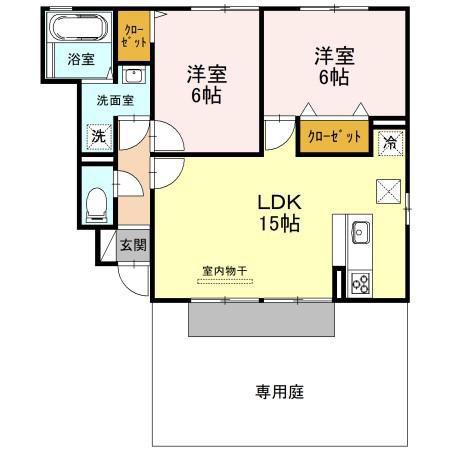 グレイスコート水谷(2LDK/1階)の間取り写真