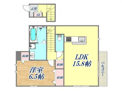 テラス・ドゥ・グリュI棟(1LDK/1階)の間取り写真