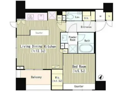 パークリュクス西麻布(1LDK/3階)の間取り写真