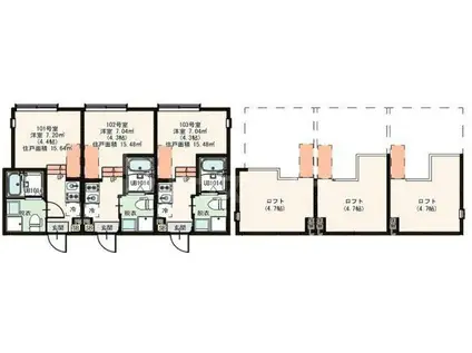 ハーモニーテラス北小岩XVIII(1K/1階)の間取り写真