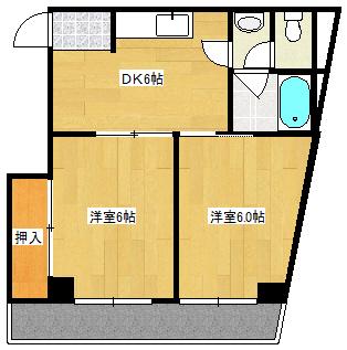 桧垣ビル(2LDK/5階)の間取り写真