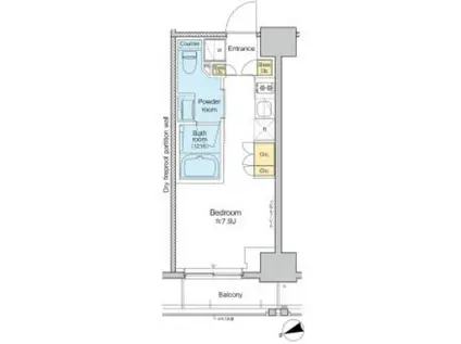 PROUDFLAT TORANOMON プラウドフラット虎ノ門(ワンルーム/2階)の間取り写真