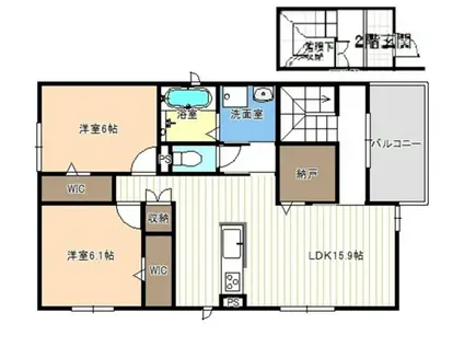 ソルヴィータII(2LDK/2階)の間取り写真
