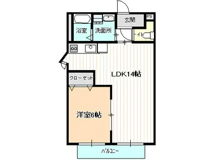 ニューハイツエクセレント(1LDK/1階)の間取り写真