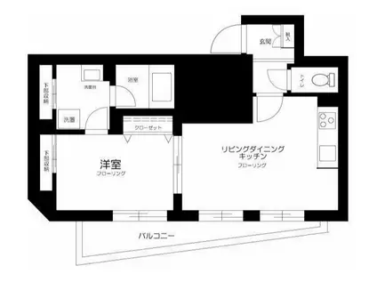 京急本線 新馬場 6分 羽田アクセス可 品川駅至近 最上階 (1LDK/5階)の間取り写真