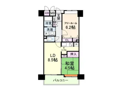 シャルマンフジ・アニエス本町(3LDK/6階)の間取り写真