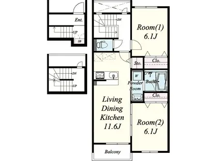サザンテラスソレアード(2LDK/3階)の間取り写真