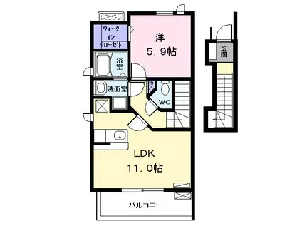 馬車道館(1LDK/2階)の間取り写真