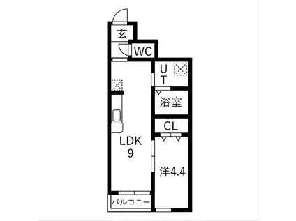 サンテラス郡山(1LDK/1階)の間取り写真