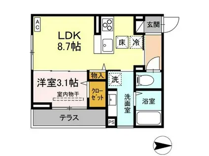 J-ROOM妃 VII番館 屋代駅前(1LDK/1階)の間取り写真