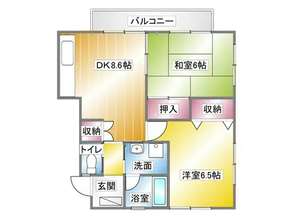 ハイツ久II(2DK/2階)の間取り写真