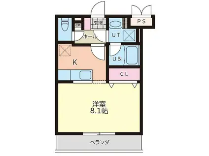 グランプリモ(ワンルーム/2階)の間取り写真