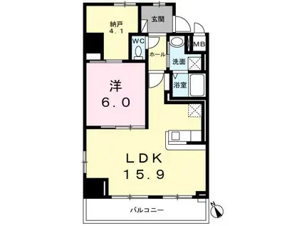 ウエスト GROVEウエスト グローヴ(1LDK/2階)の間取り写真