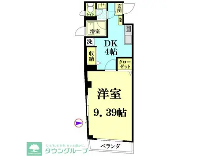 バンブーワン(1K/2階)の間取り写真