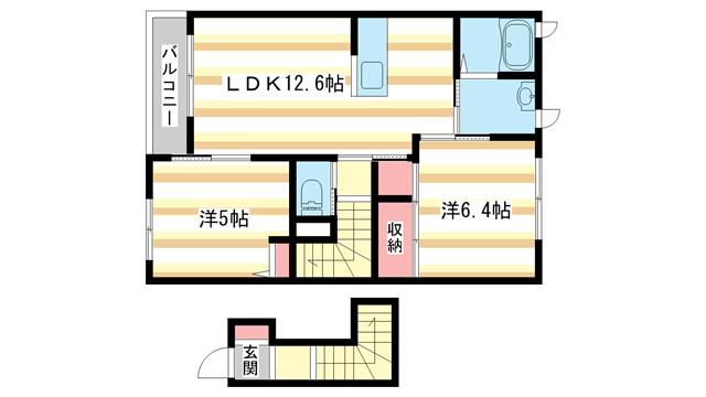 フェリーチェD(2LDK/2階)の間取り写真