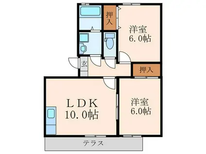 エトワール嵐山(2LDK/1階)の間取り写真