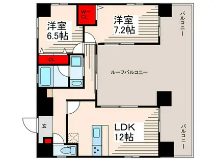 ユリカロゼ篠崎駅前(2LDK/13階)の間取り写真