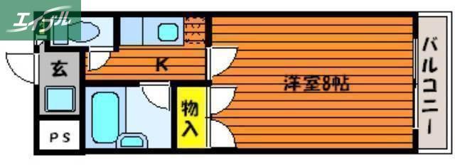 フィオーレK2(1K/4階)の間取り写真