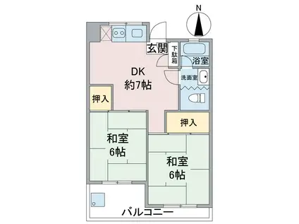 肥後ビル(2DK/4階)の間取り写真