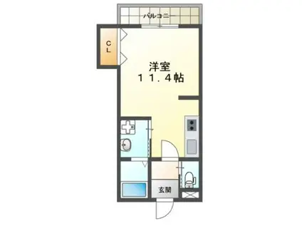 クラルス三田南が丘(ワンルーム/1階)の間取り写真