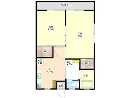 彦田コーポ(2K/1階)の間取り写真