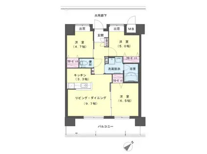 クラシオン小頭公園前1棟(3LDK/4階)の間取り写真