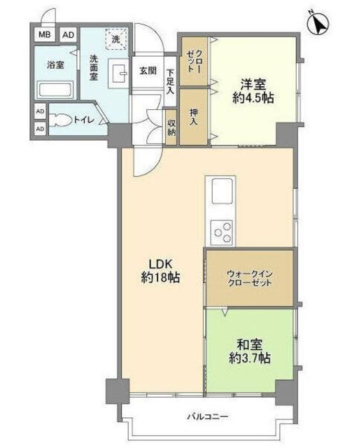 トマス本八幡(2LDK/5階)の間取り写真