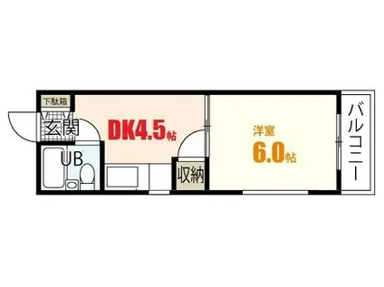 谷岡ビル1号館(1DK/2階)の間取り写真